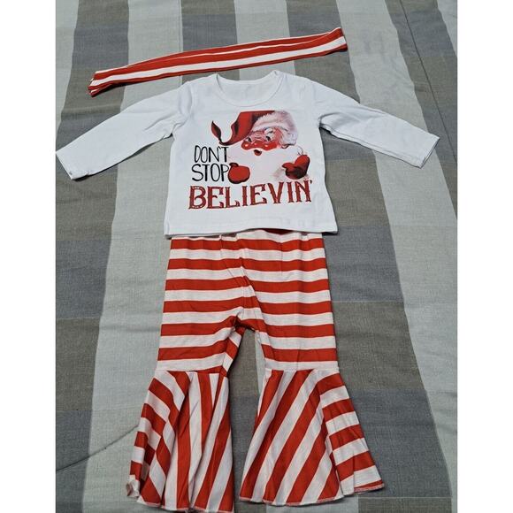 Unbranded Other - Baby Girl Christmas Outfit Long‎ Sleeve Santa Baby Tops Bell-bottoms pants 3-6M